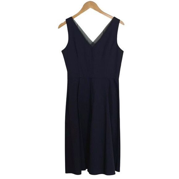 Talbots Womens V-Neck Sleeveless Mesh Trim Lined Sheath Dress Black Size 10‎ NWT - Picture 3 of 9